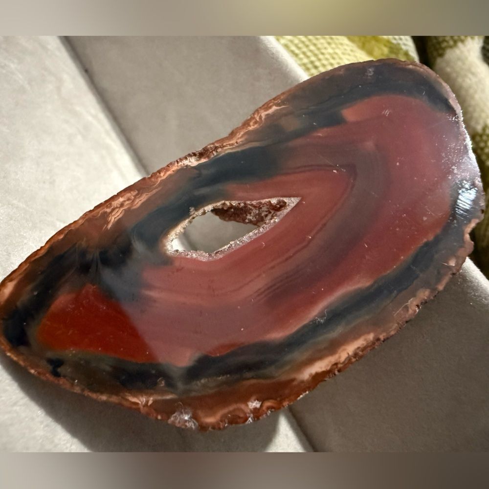 Polished Agate Slice – Natural Crystal Geode with Red & Black Bands - Picture 17 of 17